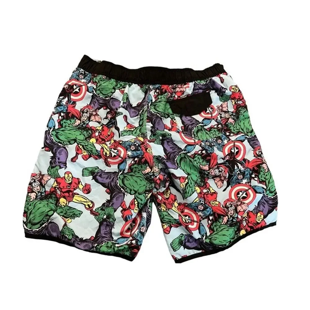 Marvel Avenger Super Heroes Swim Trunks Board Shorts Men’s Size Small Surf Beach